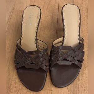 Franco Sarto Y2K Brown Heeled Mules | Vintage 90s-2000s Slip on